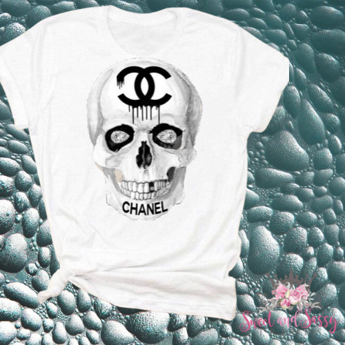 skull logo white tshirt – Sweetandsassytrends